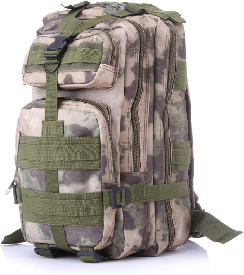 3P Tactical Military Backpack, Feskin 25L Superior Waterproof Wearable Durable Double Shoulder Bag for Kids Camping, Climbing, Hiking, Shooting Outdoor Sports - Ruin Camouflage