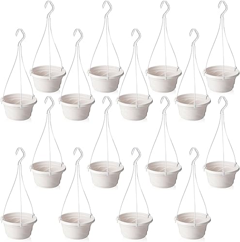 EBOOT 16 piezas de plantas colgantes al aire libre de 7 pulgadas, macetas colgantes a granel para plantas con agujero de drenaje, macetas colgantes