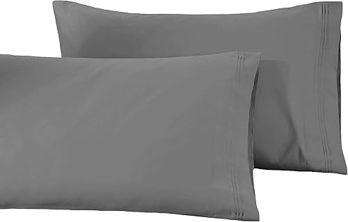 Miniatura 8 de Juego de fundas de almohada tamaño grande de algodón egipcio, de 1500 hilos, de color liso., Negro, King