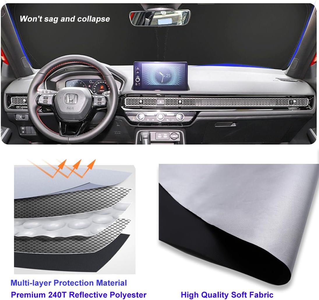 Windshield Sun Shade for Honda Civic 2012 2013 2014 2015 Front Window Shade image 3