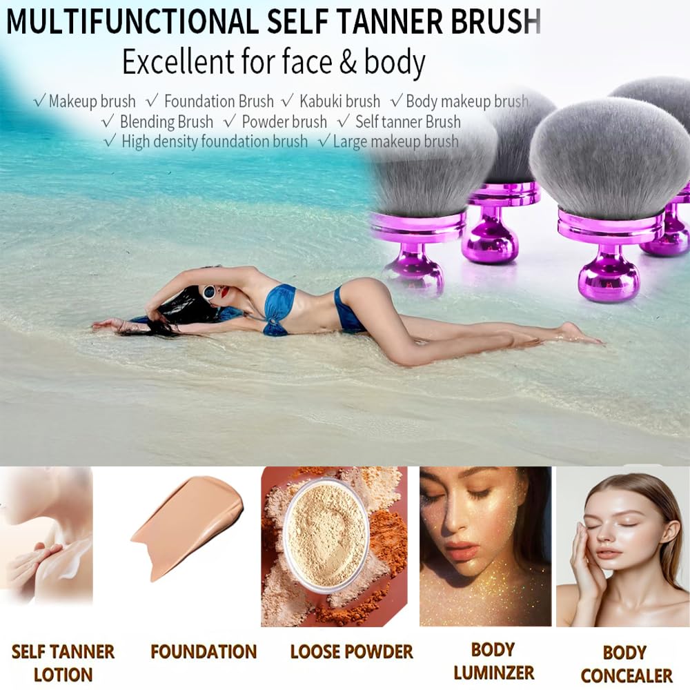 Extra Large Body Makeup Brush, 3 Inch Width, Self Tanning Blend Brush, Face and Body Application, Gift Box (Purple)