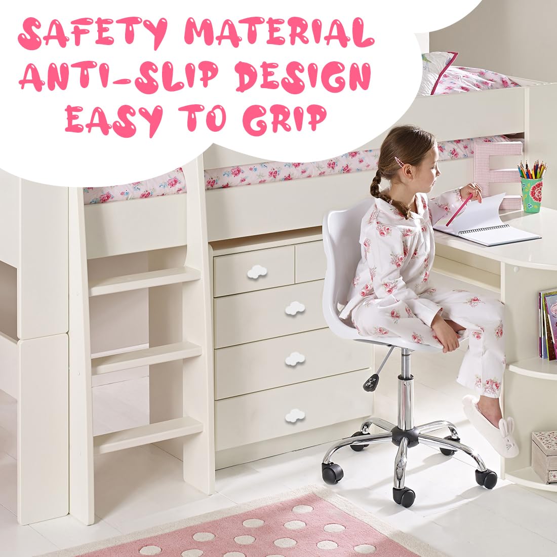 6 Pomos de Cajón con Forma de Nube para Muebles, Pomos de Forma de Dibujos Animados para Niñas Niños, para Tiradores de Armario, Cajones, Armarios de Habitación Infantil