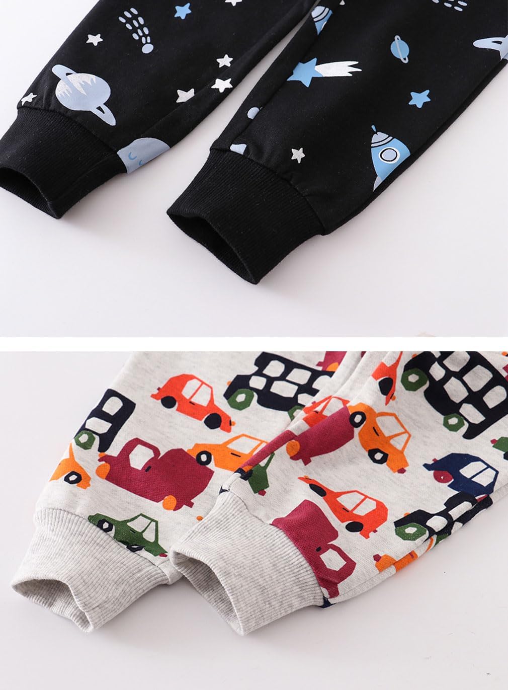 Eleven's Kingdom Boys Sweatpants 4T Cotton Toddler Boys Athletic Pants Joggers with Drawstring Elastic Waist for Casual and Outdoor Sports or School Car Rocket 4T