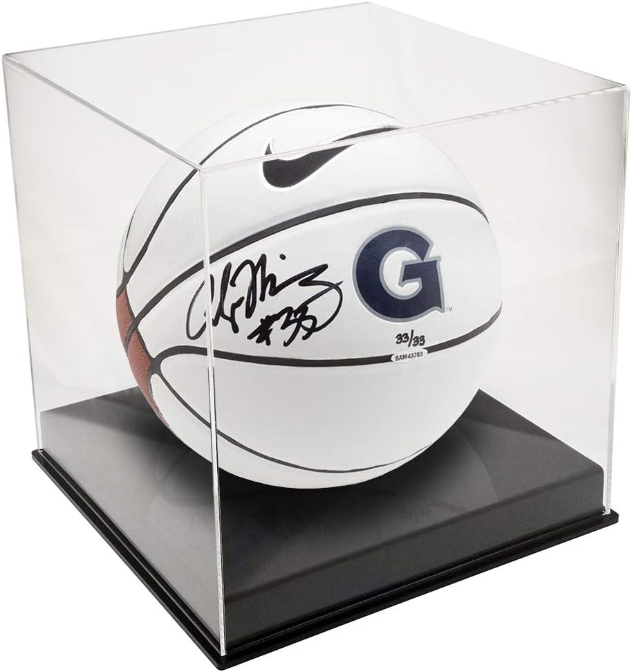 Deluxe Acrylic UV-Protected Basketball/Soccer Ball Display Case -- Luxury Handmade Clear Memorabilia Display (Black Base)