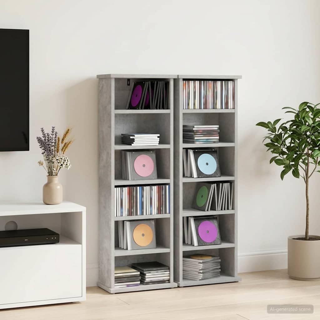 Estantería para CD (2 unidades, 60 x 17 x 92 cm), color gris