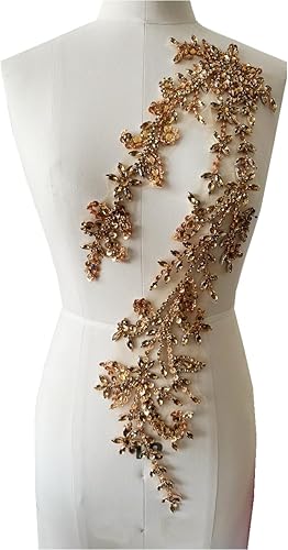 Miniatura 12 de Parches de lentejuelas brillantes de acrílico hechos a mano en encaje, con cuentas y piedras, para coser, accesorios para vestido de novia (negro)