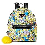 Simpsons All Over Mochila feminina com estampa de personagem com pompom e zíper
