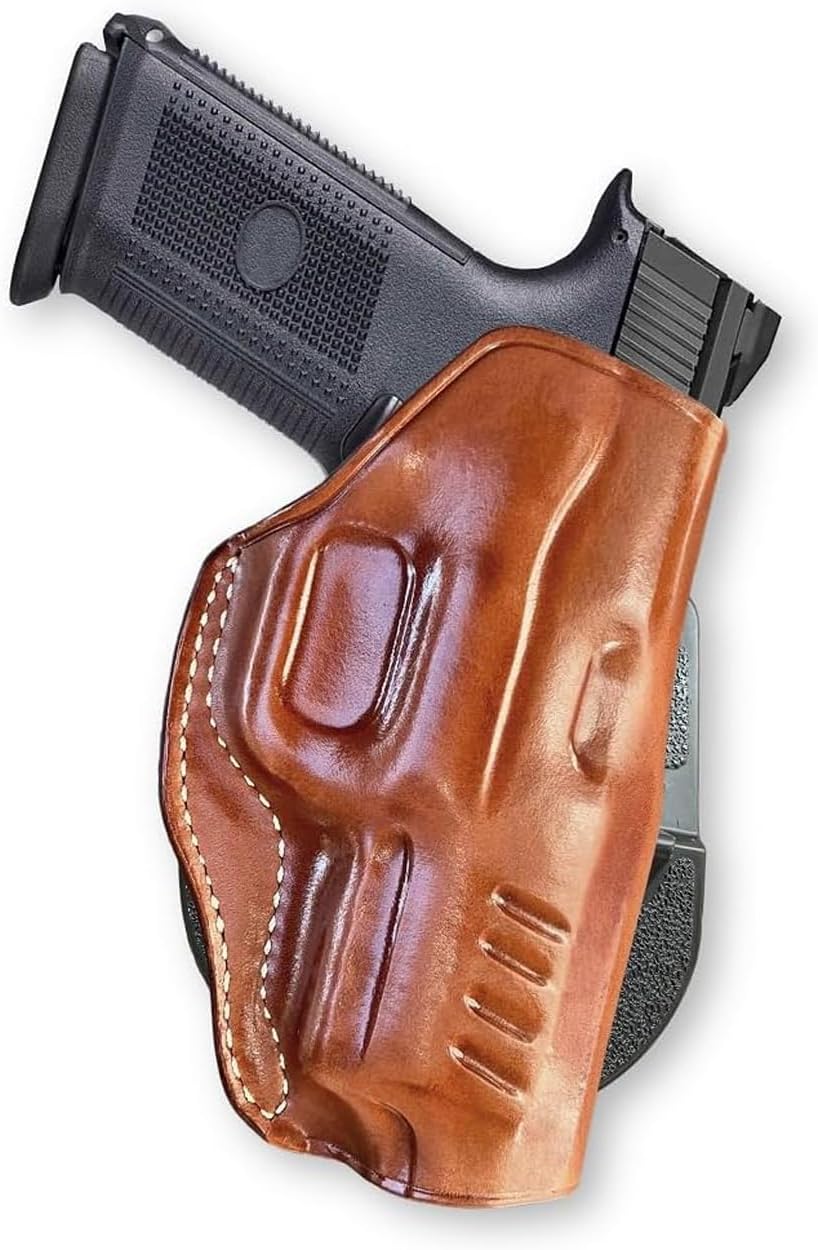 Masc Premium Leather OWB Paddle Holster with Open Top Fits, FN 509 9mm 4-inch, Right-Hand Draw, Brown #1313#