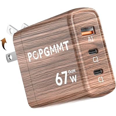 木目調 67W 充電器 type-c PD対応 3ポート 【USB-C×2 と USB A×1 ポート】 折りたたみ式プラグ 木の色 急速充電器 iPhone  …