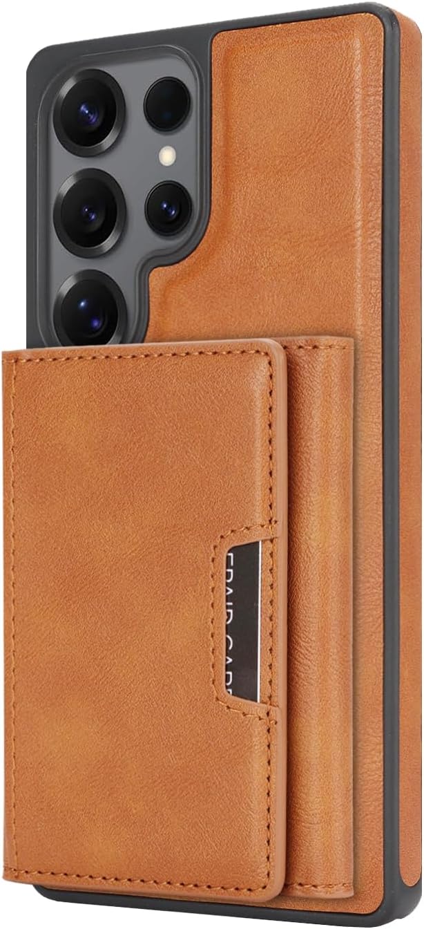 2-in-1 Protective Case for Samsung Galaxy S25 Ultra with Detachable Magnetic Wallet Card Holder Supports Magnetic Wireless Charging Made from Premium PU Leather Bracket Function (Green)