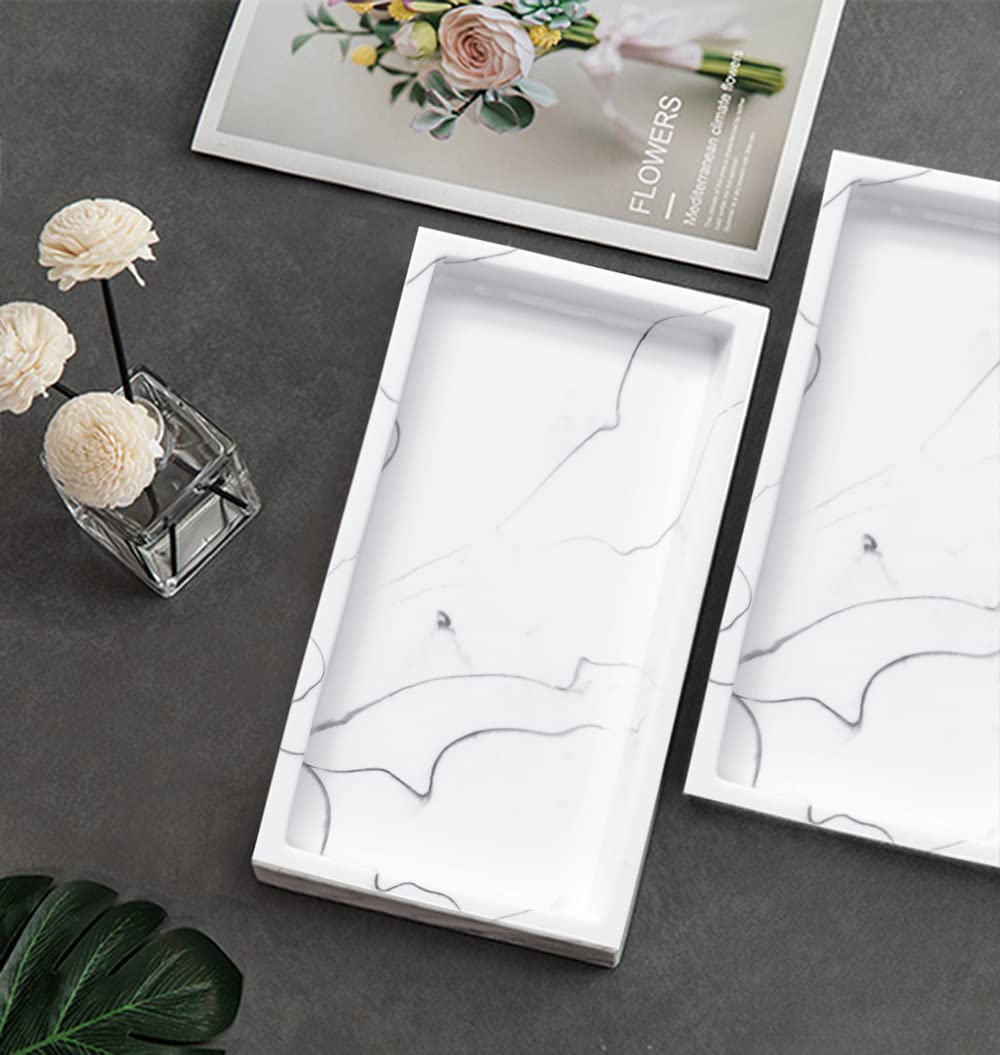 大理石調の強化セラミック製アクセサリートレー - 2枚セット 大理石調の強化セラミック製アクセサリートレー - 2枚セット