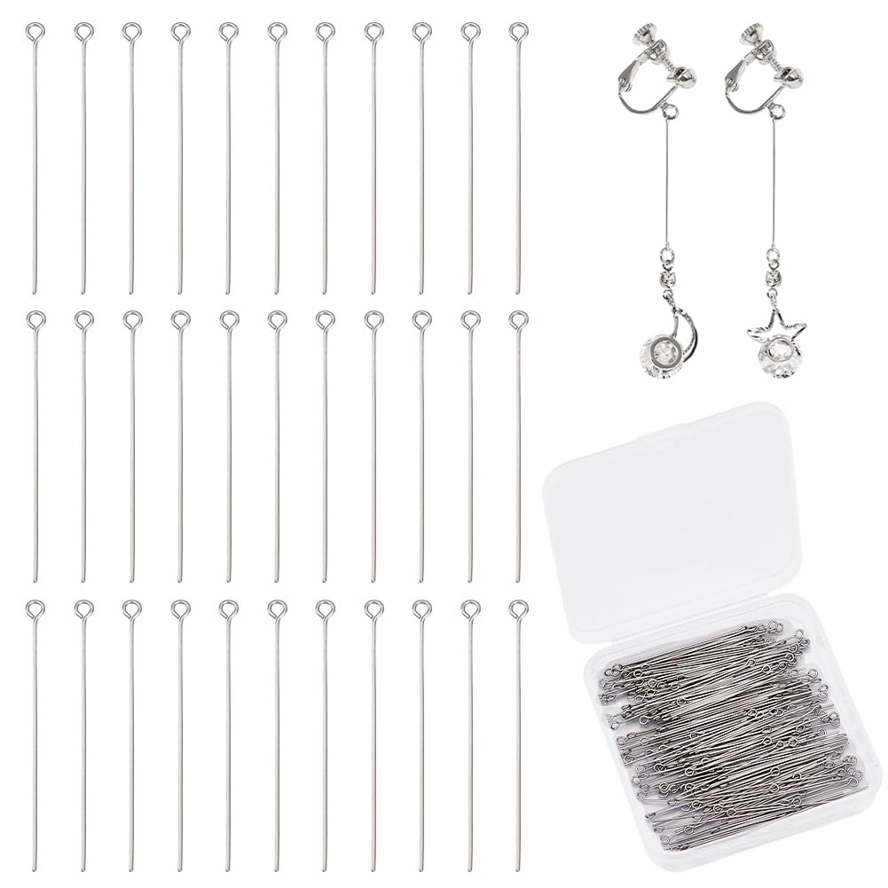 PandaHall Elite 1.5 Inch 304 Stainless Steel Eyepins Open Eye Pins Wholesale