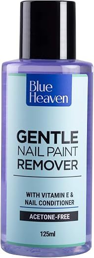 Blue Heaven Gentle Nail Paint Remover, Infused with Vitamin E and Nail Conditioner, Acetone Free, Gentle Nail Polish Remov...