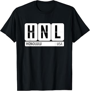 HNL Honolulu Hawaii USA Travel Souvenir Black Text T-Shirt