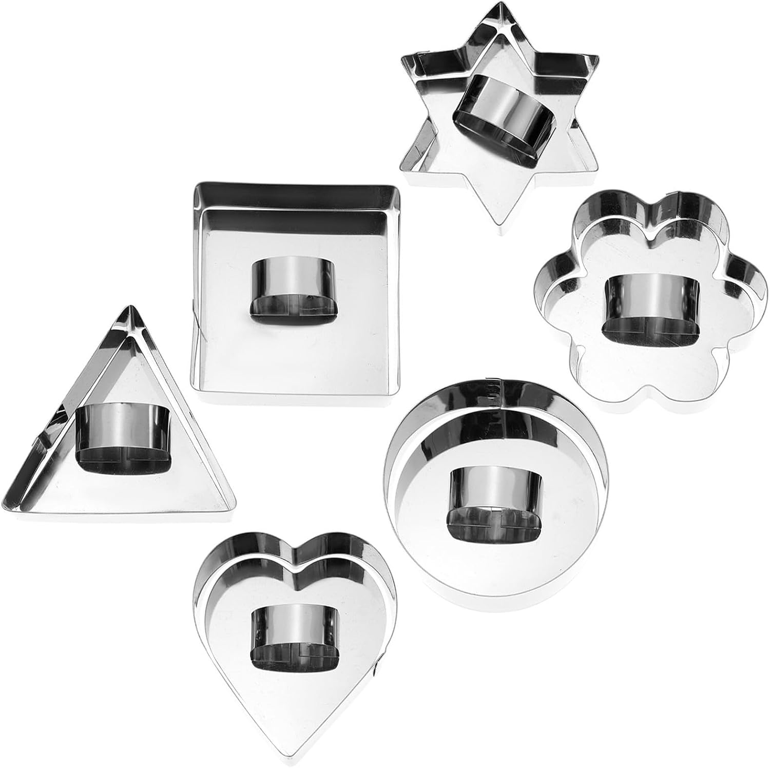 VICASKY 6pcs Stainless Steel Cake Mold Rings with Pusher Tools for Desserts Making and Baking Multifunctional Baking Tool with Compact Design Suitable for Birthdays