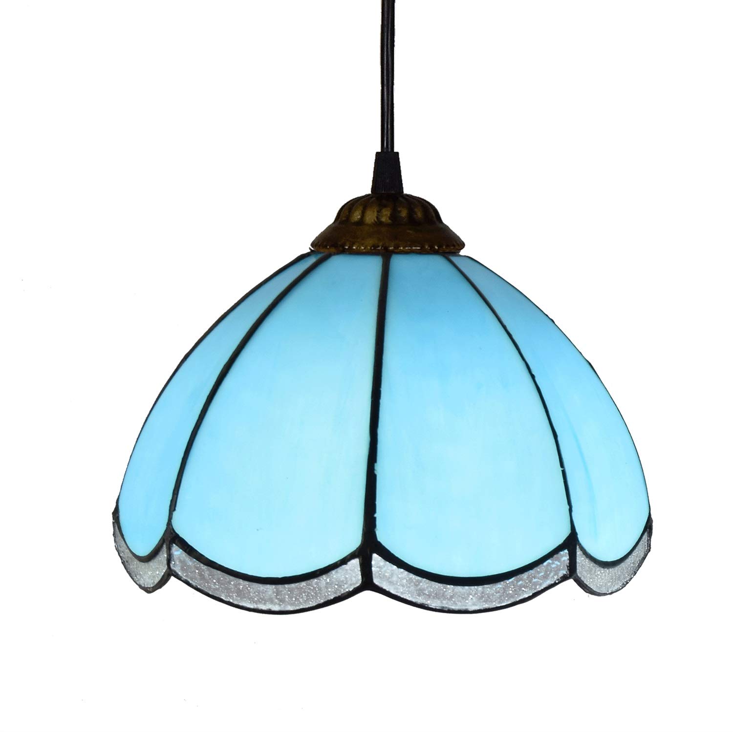 Lustre en vitrail bleu Tiffany de 20 cm pour couloirs d'étude