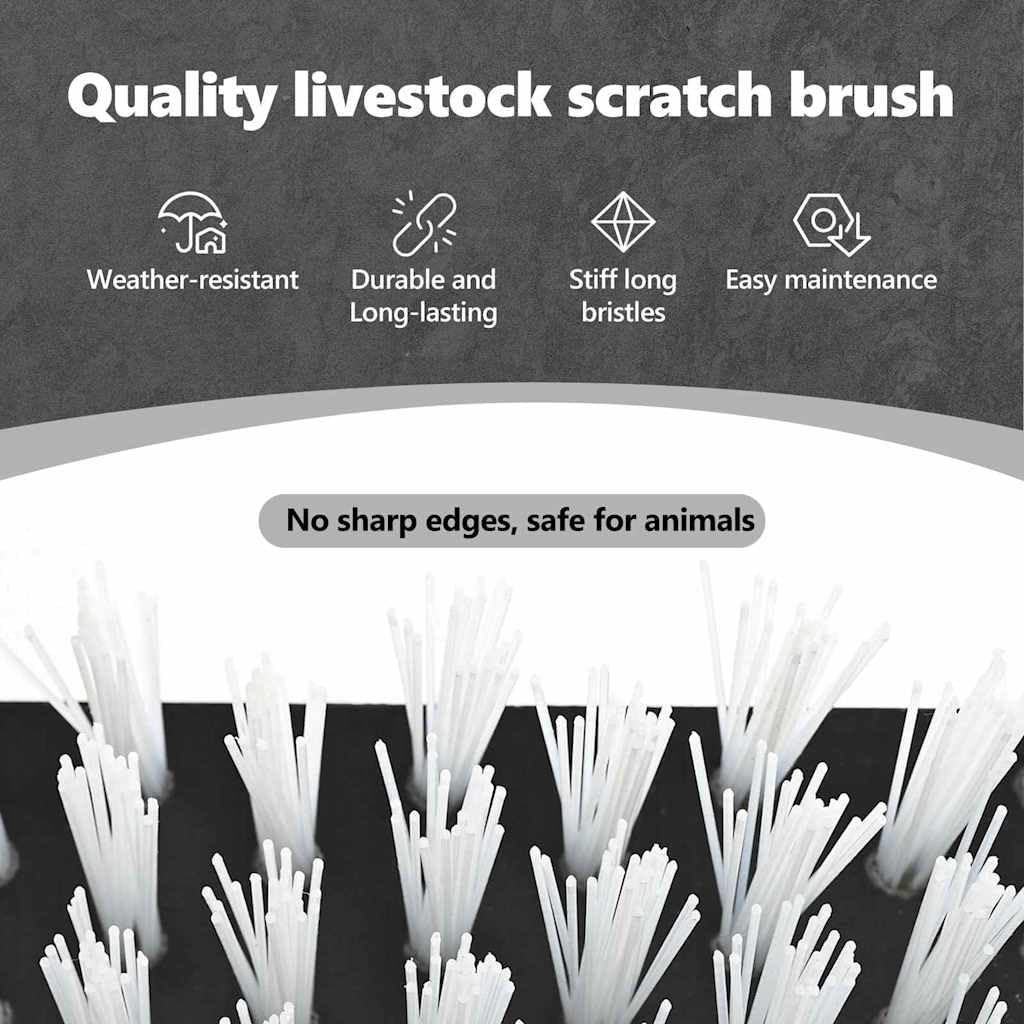 vidaXL Cepillos para Ganado Ajustable Negro y 84 x 10 x 91 cm PVC, Sistema eficiente de Cepillo para Ganado, Rectangular, Montaje Resistente, Herramientas de Aseo Animal