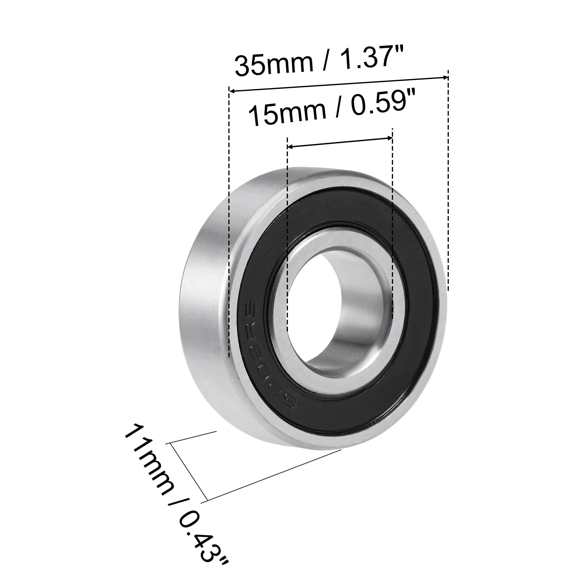 Sourcing Map 4x F6202-2RS Flanschkugellager – 15x35x11 Mm, Doppelt Abgedichtet, Chromstahl, P0, Für Industrie & Motoren