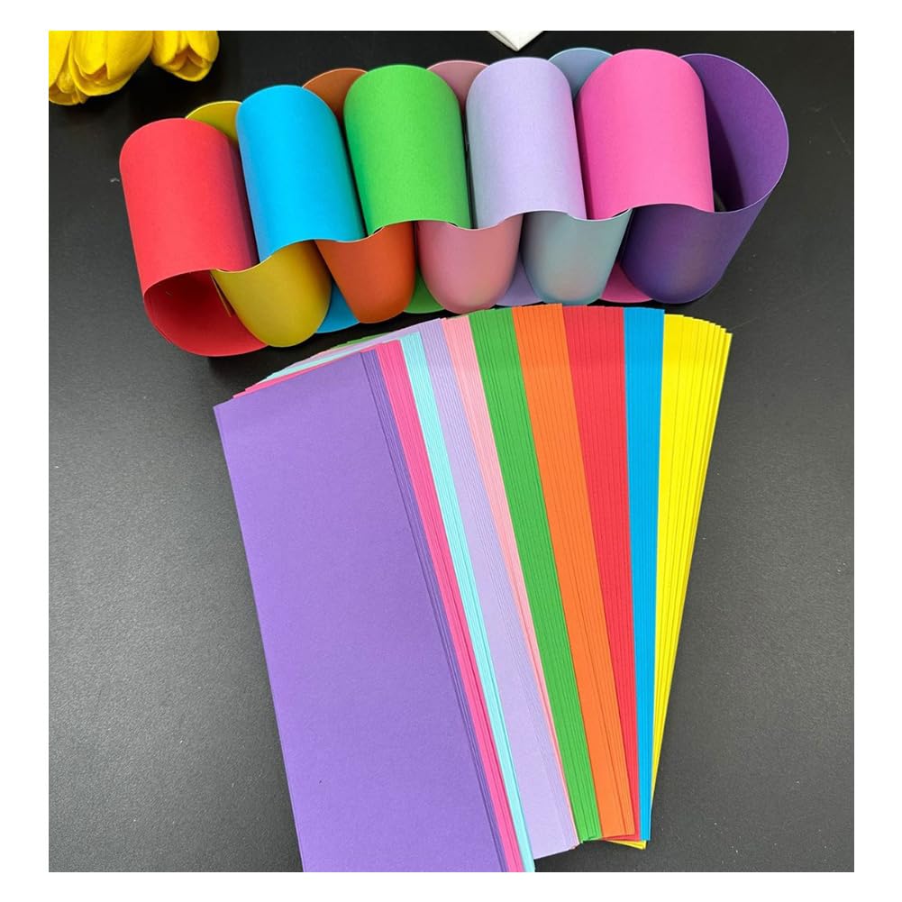 Papierkette 200 Stück Papiergirlande Bunte Papierstreifen Bastelstreifen,Kettenstreifen Streifen Regenbogen Bastelzubehör,Girlande Papier für Klassenzimmer Zuhause Partydekorationsartikel