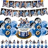 Generic 𝓜𝓮𝓶𝓹𝓱𝓲𝓼 𝓖𝓻𝓲𝔃𝔃𝓵𝓲𝓮𝓼 Birthday Party Decorations, Birthday Party Supply Set with 1 Happy Birthday Party Banner Garland , 13 Cupcake Toppers,18 Balloons for Adults Boys Girls Teens