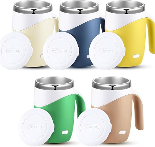 Vista 12 de Patelai 2 Piezas Taza de Café Autoagitable a Granel, Taza Autoagitable Recargable de 13.5 oz Taza de Mezcla Automática de Viaje para Regalo