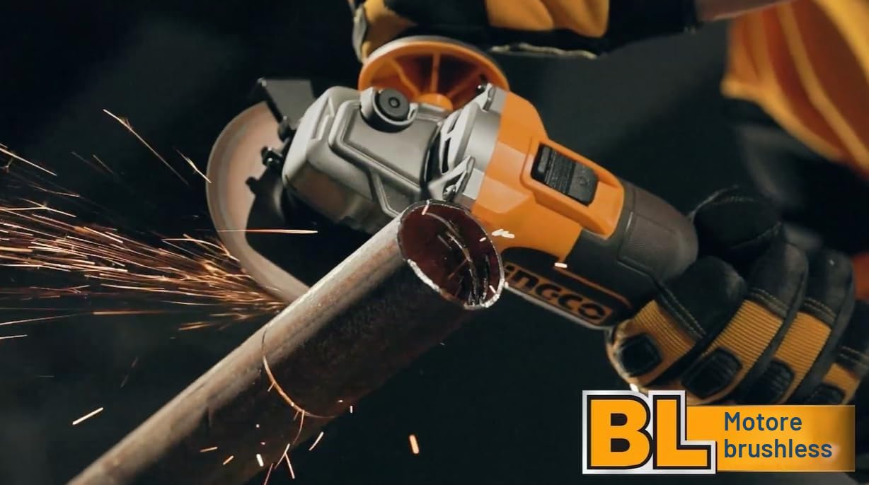 Ingco Cagli21154 Smerigliatrice Angolare a Batteria 115 mm 20 v 3 Velocità Motore Brushless Solo Corpo