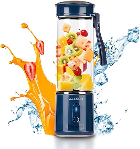 ALLSUN Licuadora portátil, licuadora personal de 270 W para batidos y batidos, taza de viaje de 16 onzas y tapa con 6 cuchillas afiladas, 2400 mAh disponible en Yaxa Venezuela