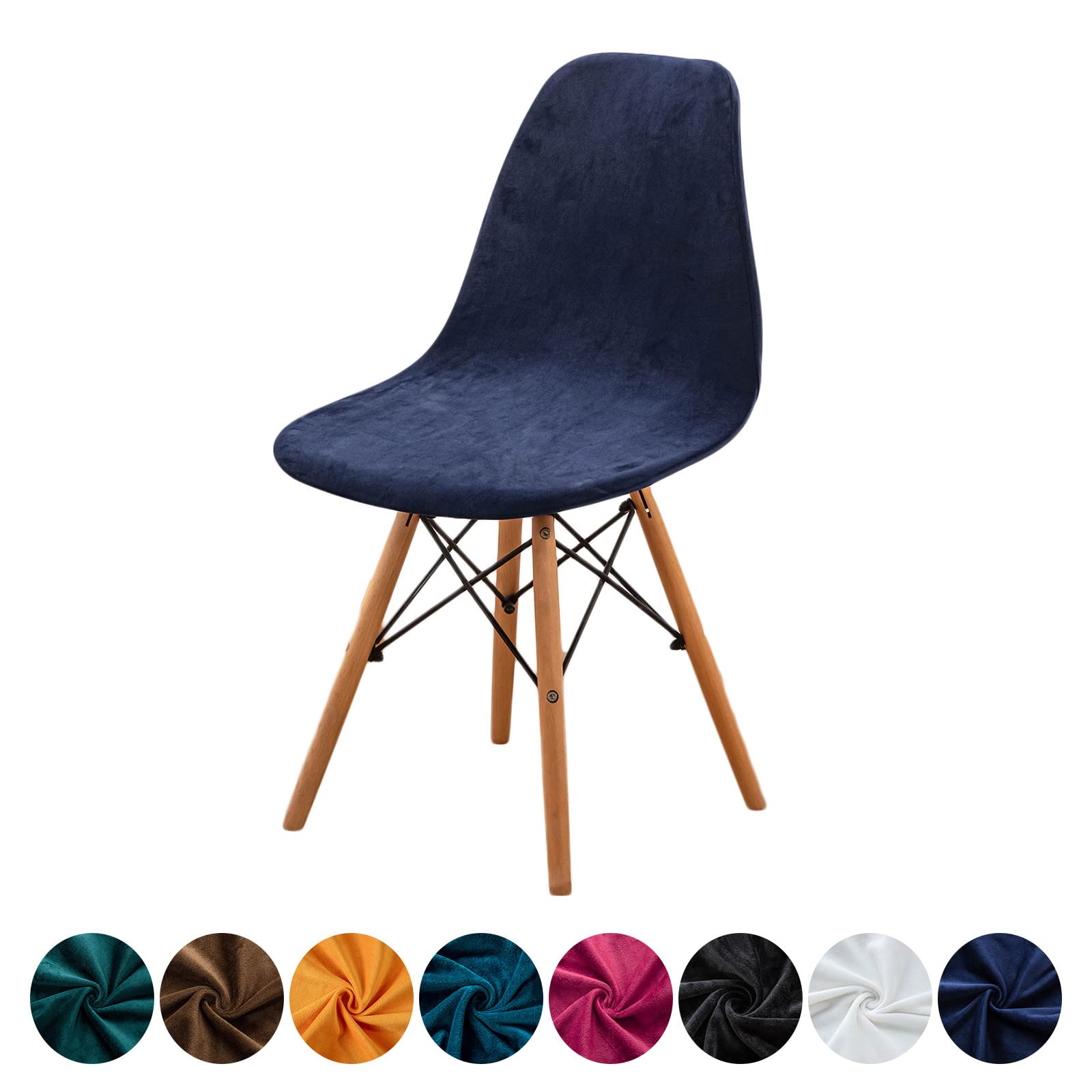 Fansu Fundas para Sillas de Comedor Elásticas, Terciopelo Color Sólido Fundas de Sillas Oficina Sin Brazos Estilo Nórdico Cubierta Protectora de Silla para Hogar Cocina (Azul Marino,4 Piezas)