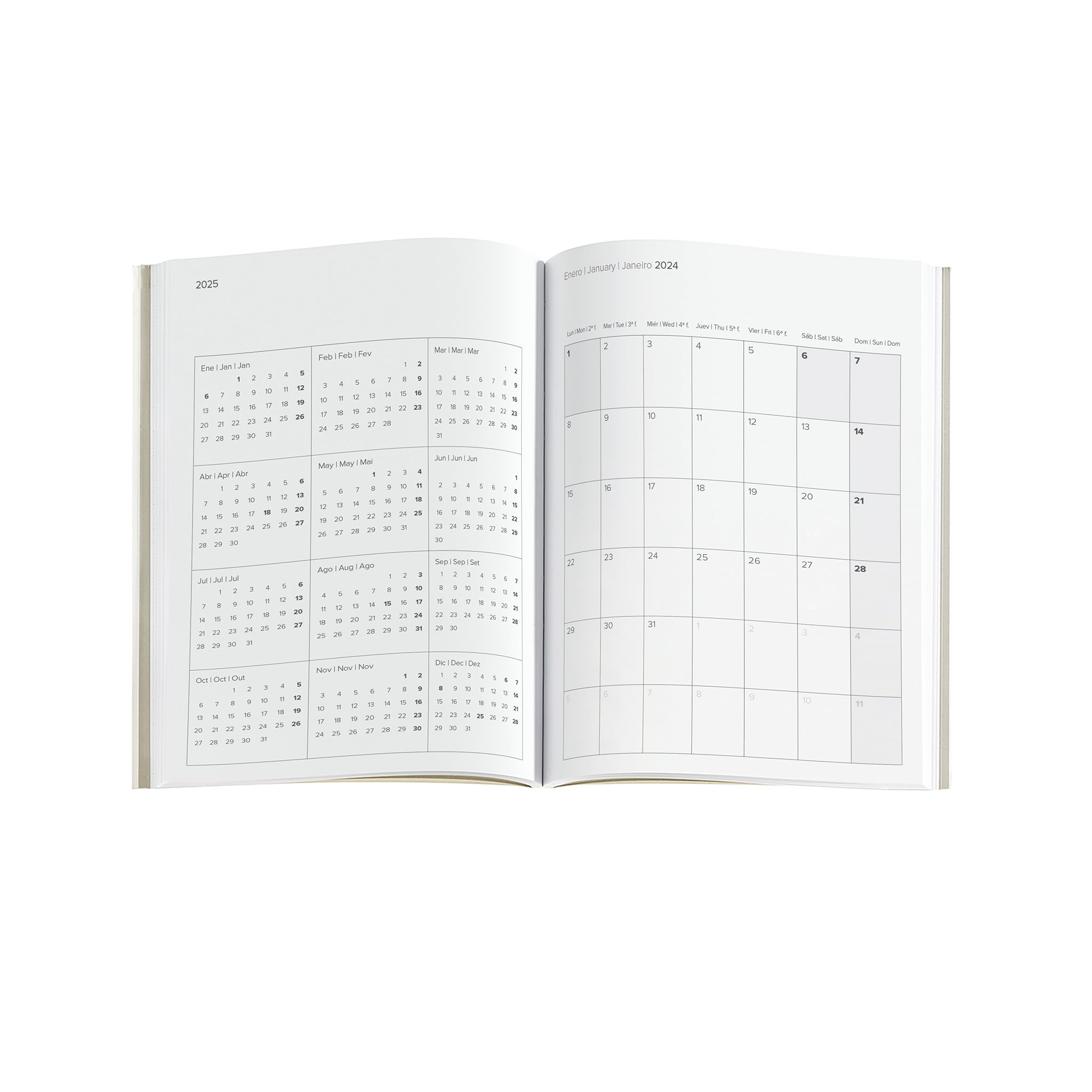 Miquelrius, Annual Diary 2024, Day Page, Journal Size 122 x 168 mm, Flexible Cover, Stitched Leather, Double Elastic Closure - Image 3