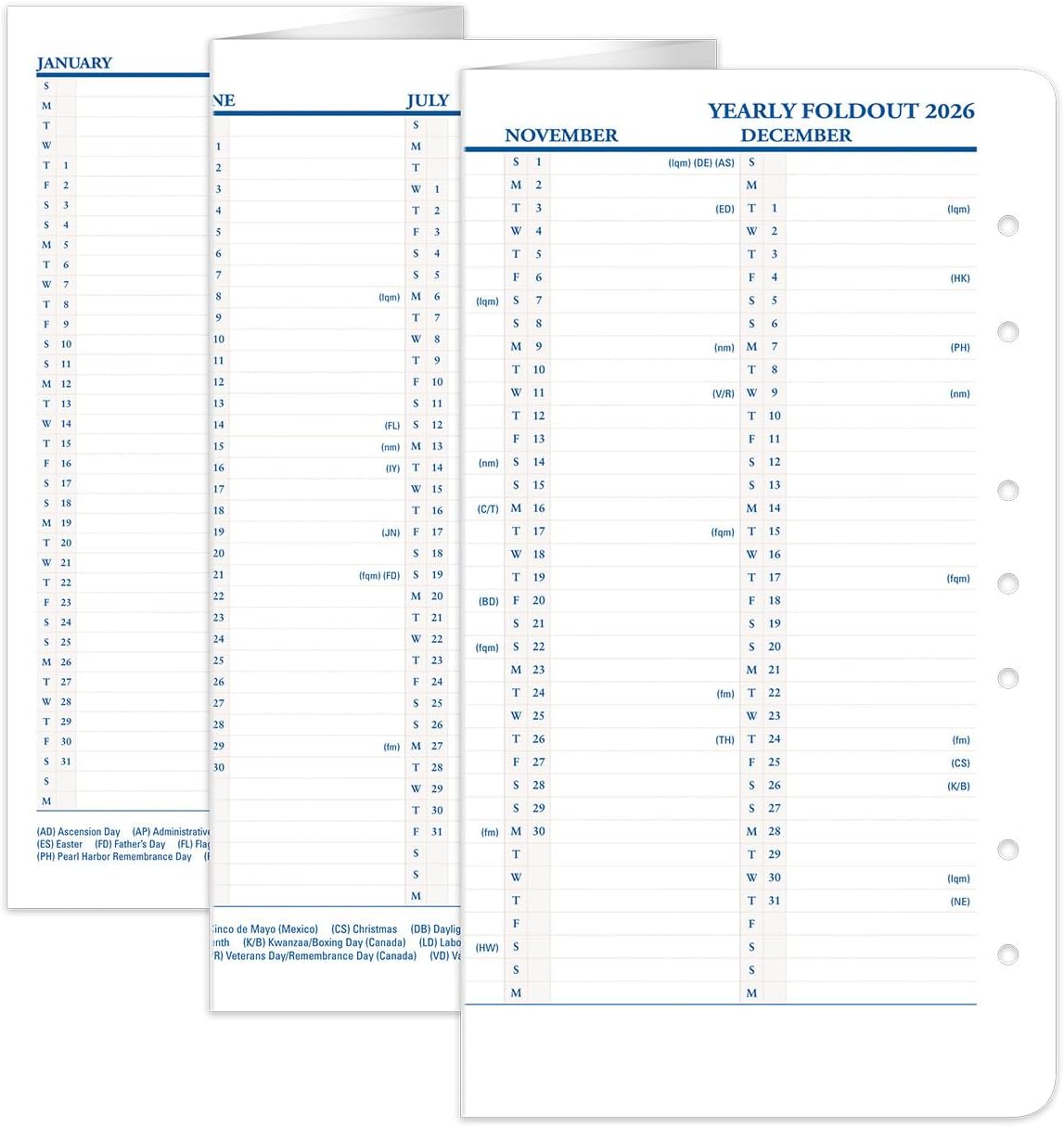 FranklinCovey - Yearly Foldout Calendar for Ring-Bound FranklinCovey Planners | Comprehensive Planning Guide - Horizontal and Vertical Format Options (Classic, Jan 2026 - Dec 2026)