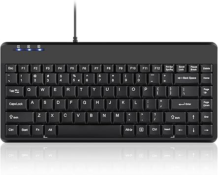 Perixx PERIBOARD-409U Wired USB Mini Keyboard, Black, US English Layout