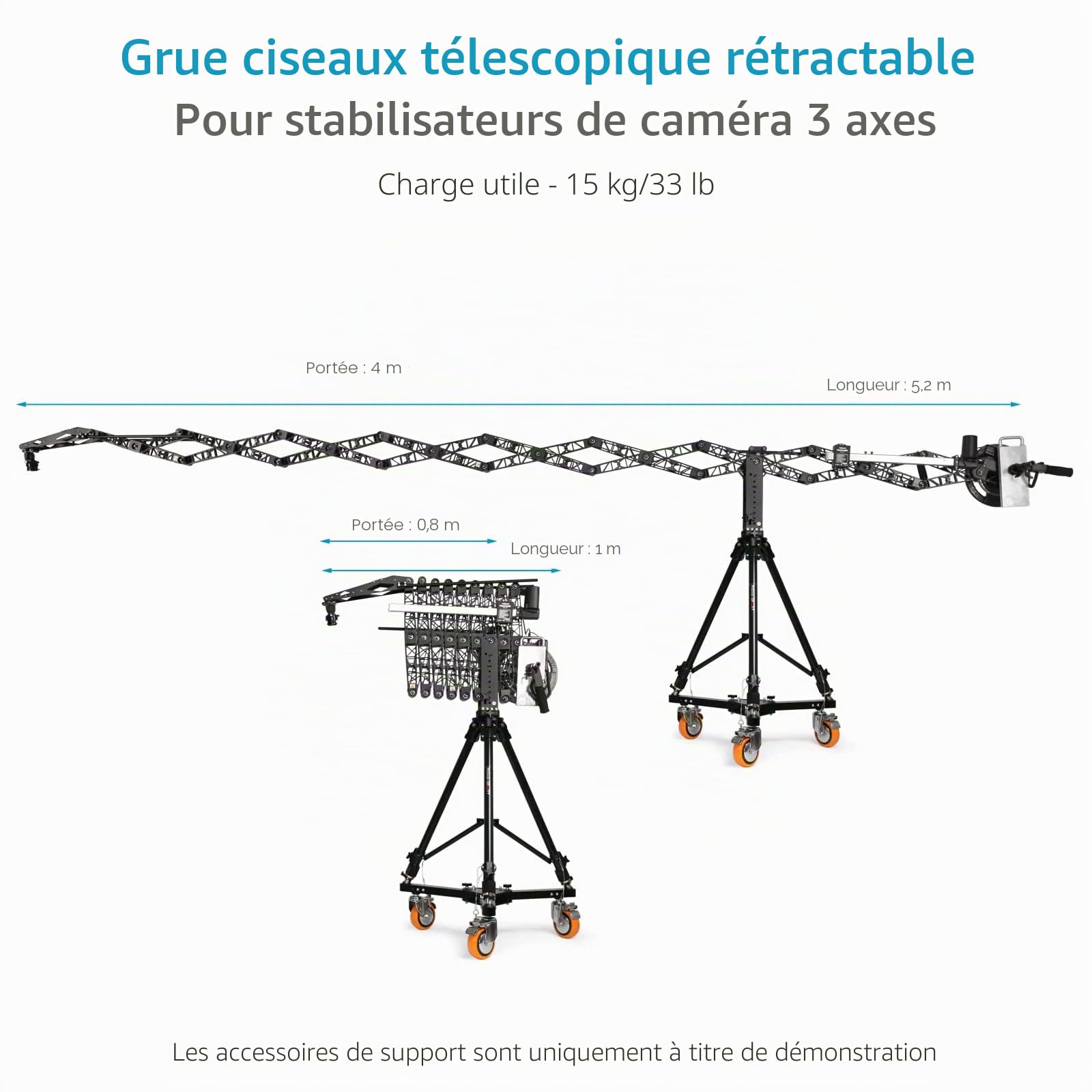 PROAIM Powermatic Scissor Pro, Grue caméra motorisée 17 pi, 15 kg/33 LB | Vitesse et amortissement télécommandés ; se replie à 1 m pour un transport facile