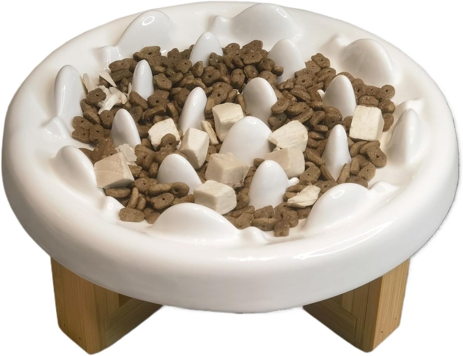 Compatible for Oitabi Ceramic Elevated Slow Feeder Bowl with Stand, Puzzle Feeder for Cats Dogs Kittens(Fish Shape)