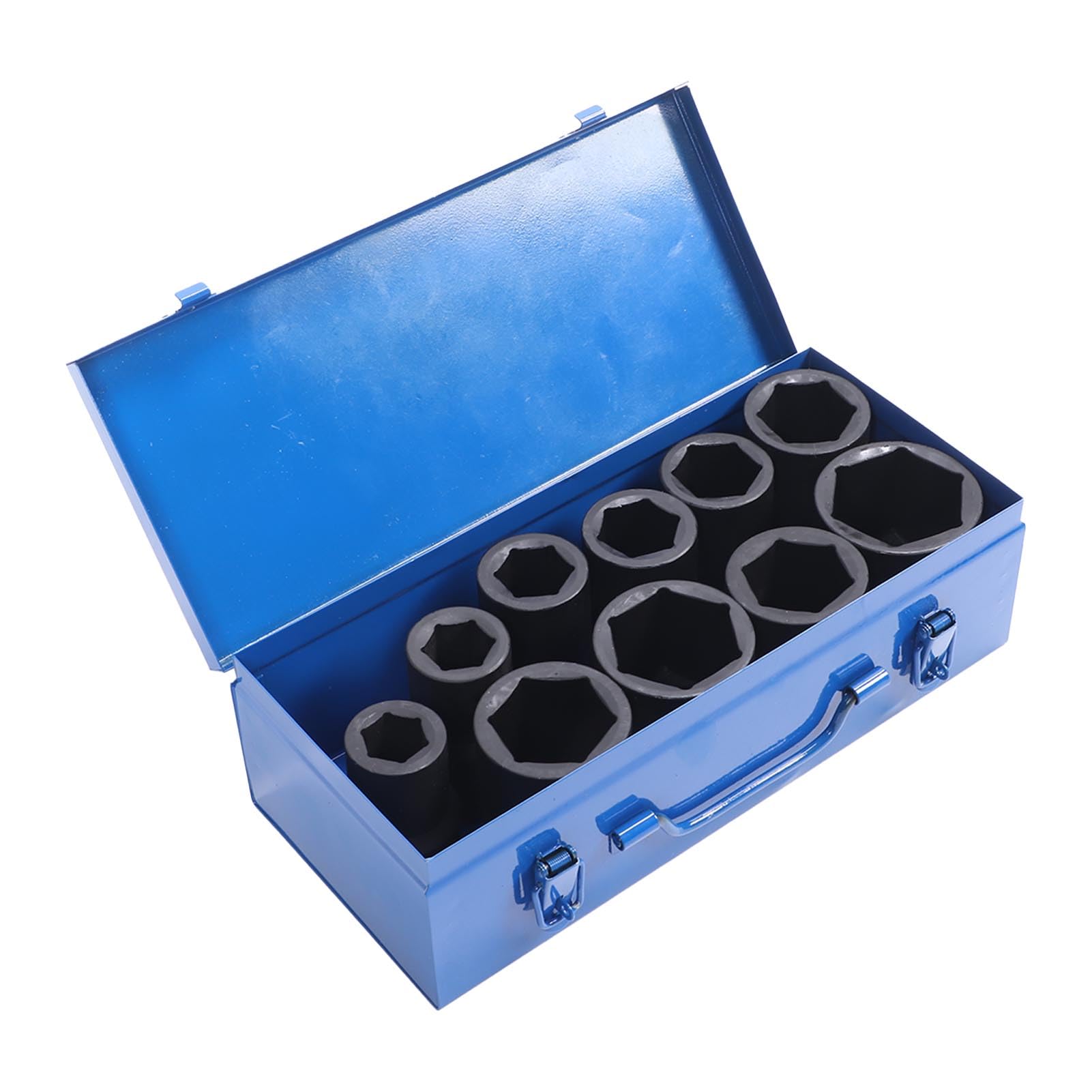 Juego de 10 Vasos de Impacto Profundo con Accionamiento de 1 Pulgada, Vasos de Impacto de Acero Cr Mo de 6 Puntos con Caja de Almacenamiento de Hierro, Se Adapta a Llaves de Estándar de 1