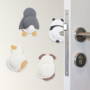 INCREWAY 4PCS Anti-Collision Pad, Animal Wall Protector Pad, Soft Rubber Door Bumper Guard, Door Stopper for Knob Handle Home Office Protection