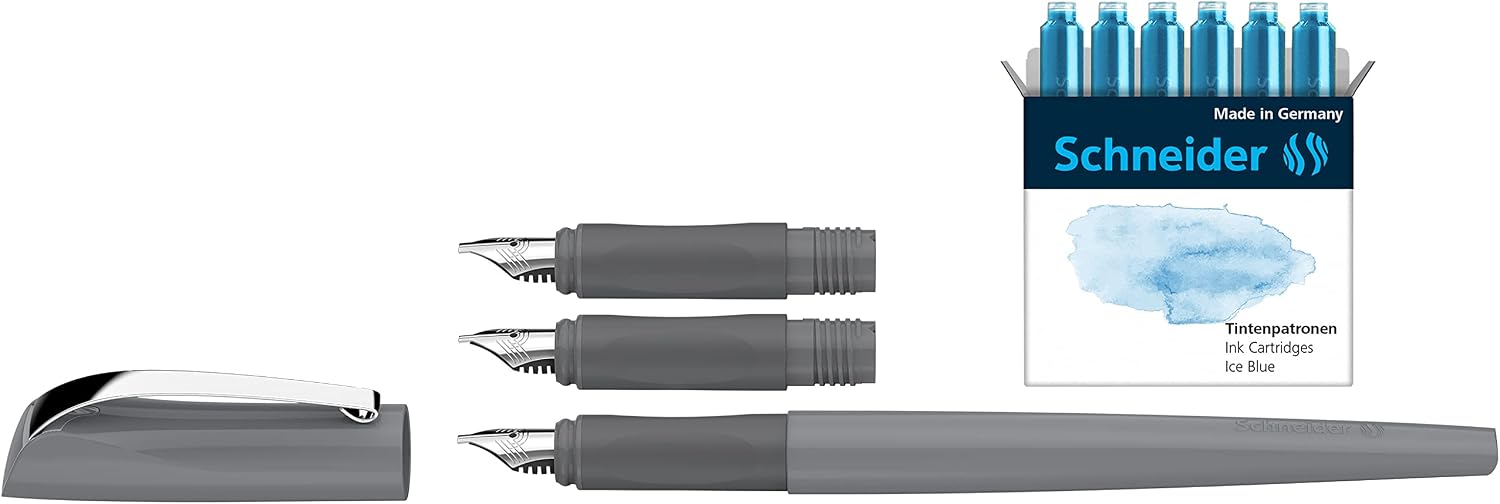 Schneider 143820 Callissima Calligraphy Fountain Pen Gift Set (3 Different Nib Sizes Including Cartridges and Hand Lettering Instructions) Pebble - Image 3
