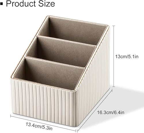 Miniatura 7 de KINGFOM Organizador de escritorio de piel sintética para bolígrafos y lápices de piel sintética con 6 ranuras, soporte para control remoto para