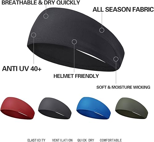 Vista 25 de Diadema deportiva para hombre, 5 unidades, para correr, ciclismo, baloncesto, yoga, entrenamiento de fitness, banda elástica unisex Diseño de rayas.