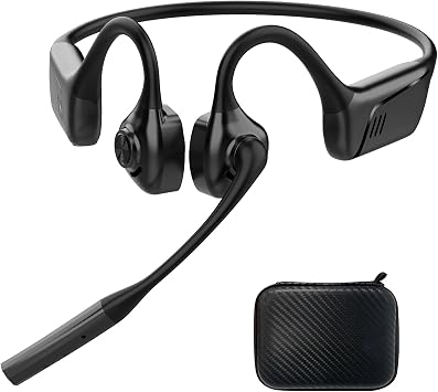 Open-Ear Headphones with Mic, Bluetooth Headphones,Truck Driver Headset | Wireless Bluetooth Headset with Noise Canceling Mic & Mute Button for Work Calls ,Sports, Drive and Meetings