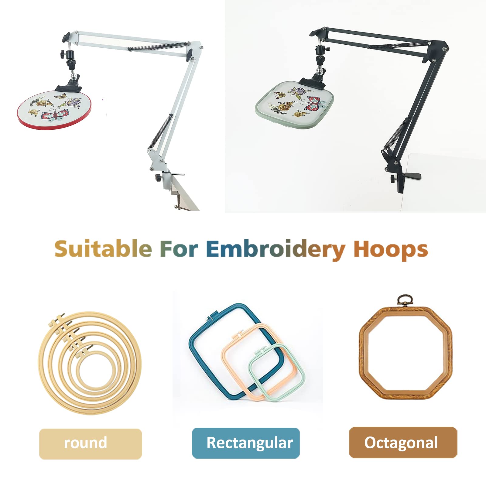 Rotated Cross Stitch Stand Metal Embroidery Hoop Stand,Hand Embroidery Stand Lap Cross Stitch Holder Stand,Embroidery Holder Stand Suitable for Embroidery Hoopsï¼ˆWhiteï¼‰