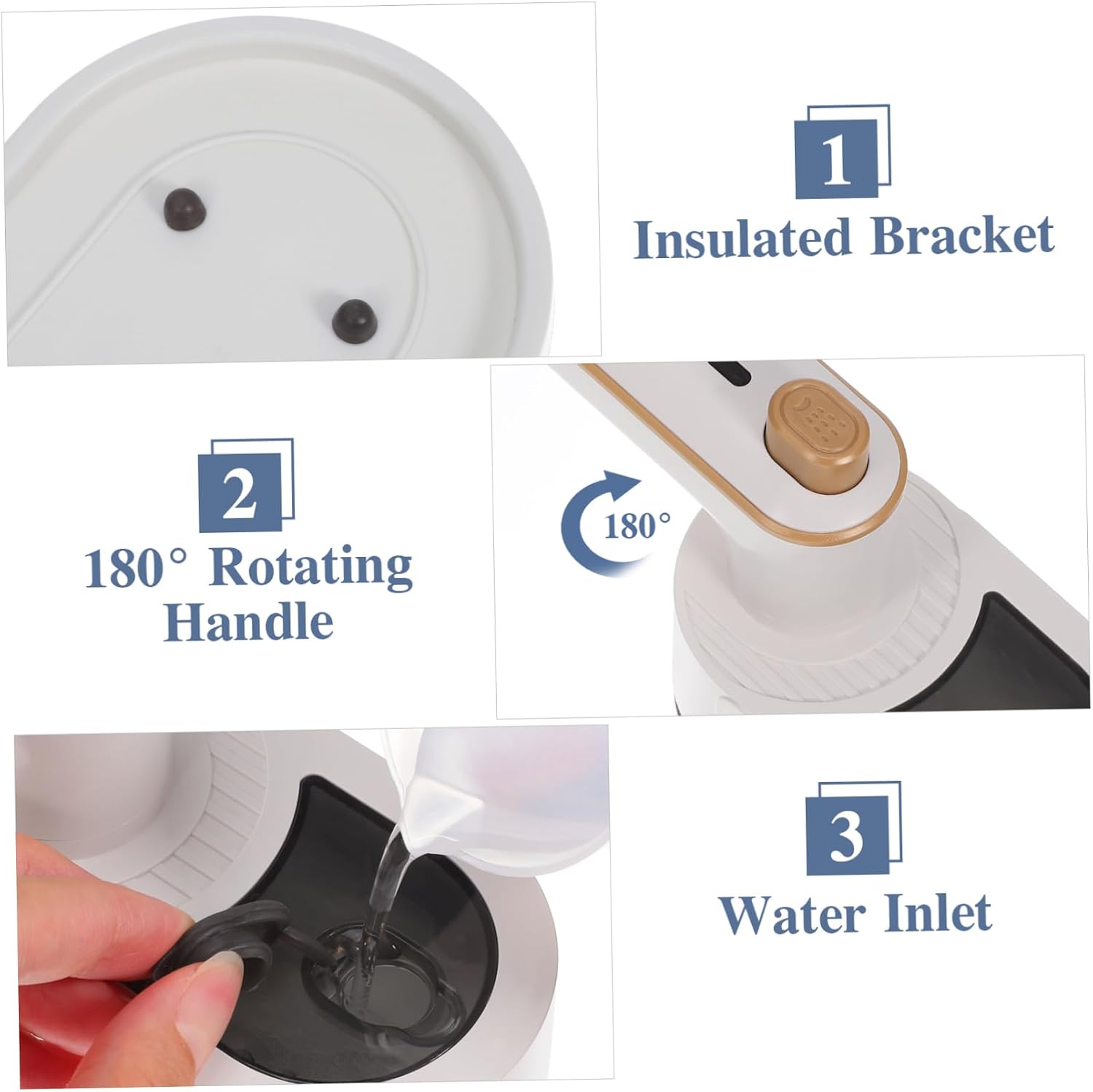 Garneck Portable Rotating Handle Clothes Steamer Handheld Dry Wet Use Iron for Travel Versatile Care Lightweight Design US Plug Second Generation Off