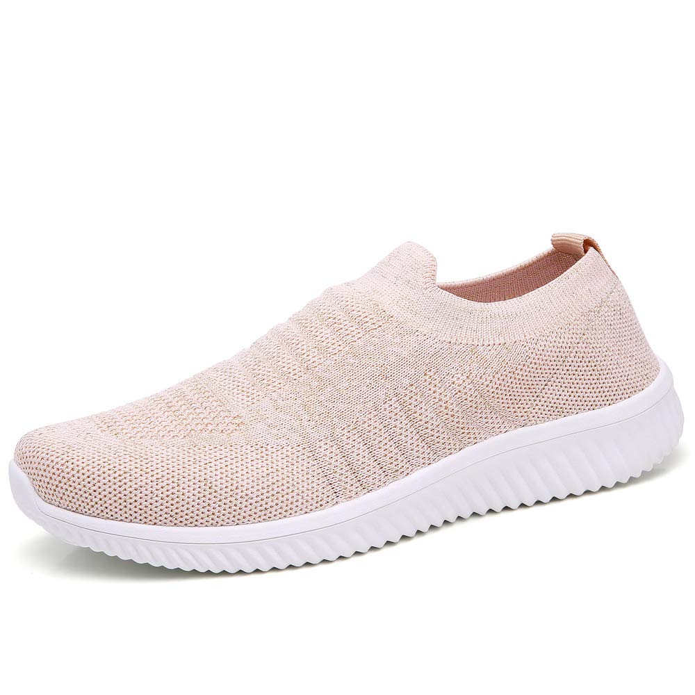 Vivident Women Walking Ultra Light Athletic Slip on Shoes Loafers Sports Pink
