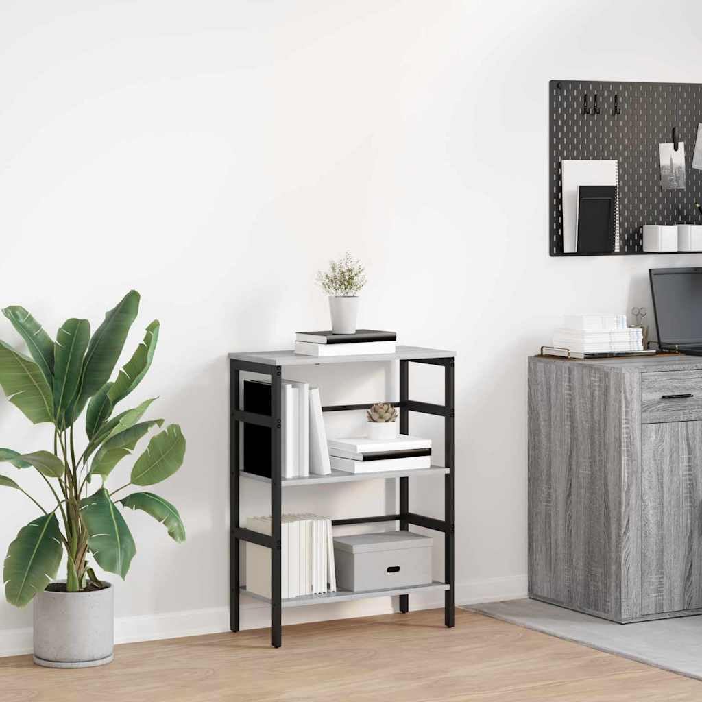 Libreria in stile industriale per soggiorno e ufficio, 60 x 29,5 x 81 cm, in legno grigio sonoma