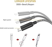 Vista 3 de Cable auxiliar para iPhone de 3.3 pies, [certificado Apple MFi] Lightning a audio auxiliar de 0.138 in, cable trenzado de nailon compatible
