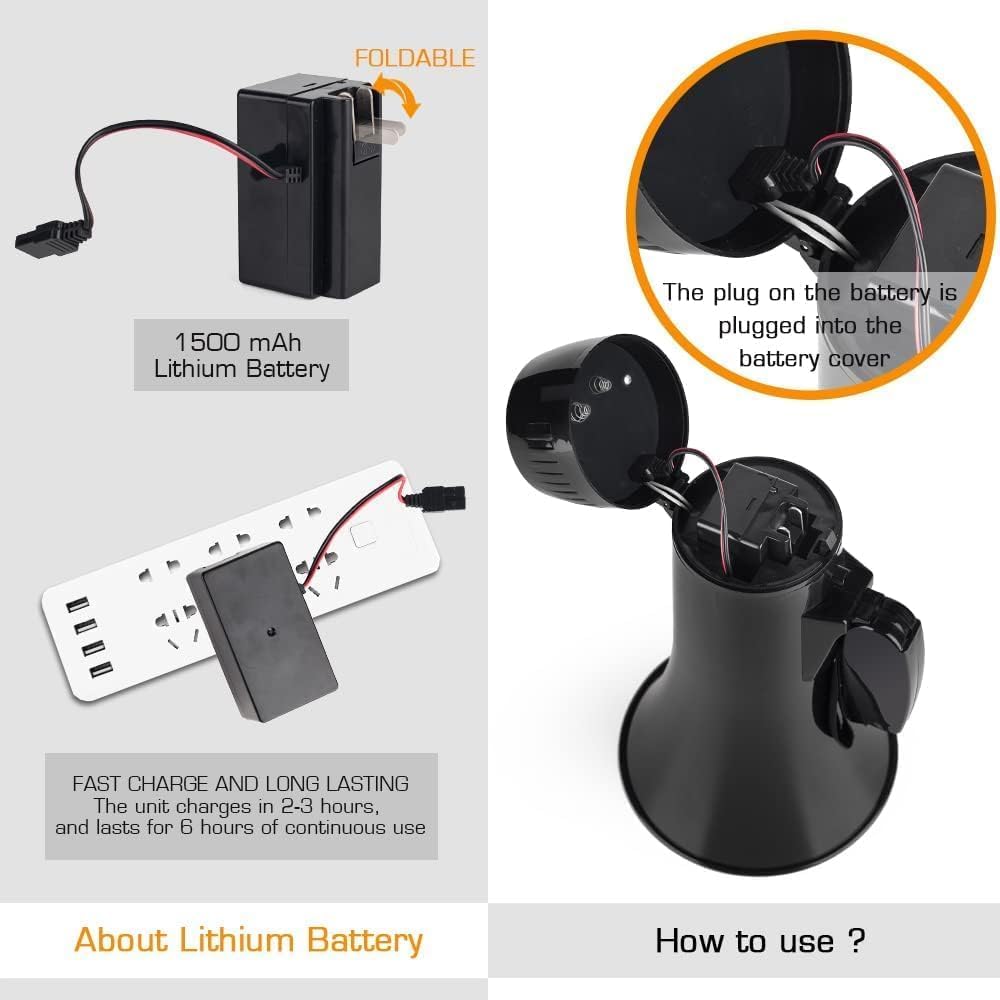 POCHY Moda Megáfono Megáfonos para Exteriores, Altavoz de megáfono de 35 W, Alarma y Altavoz de megáfono de grabación de 240 s con Control de Volumen, megáfono de Mano Bonito