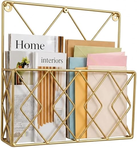 CRAFTCASTLE Hanging File &amp; Magazine Holder – Wall Mounted Metal Organizer for Newspapers, Documents &amp; Office Storage | Dec...