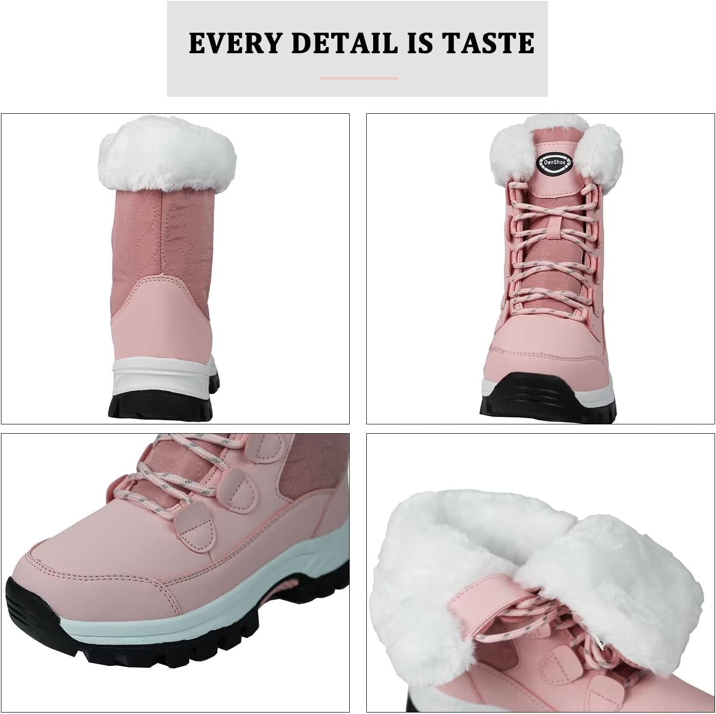 Tanleewa Fashion Women’s Mid-calf Warm Snow Boots Water Resistant Faux Fur Winter Boots Outdoor Anti-slip Winter Shoes Gift