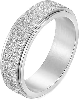 Ys jewelry 金属アレルギー 対応 きらきら リング グリッター イエロー ゴールド シルバー ピンクゴールド ステンレス リング 回転 スピンナー ステンレススチール 指輪 かわいい ワイド 無地 プレーン 細身 重ね付け [並行輸入品]