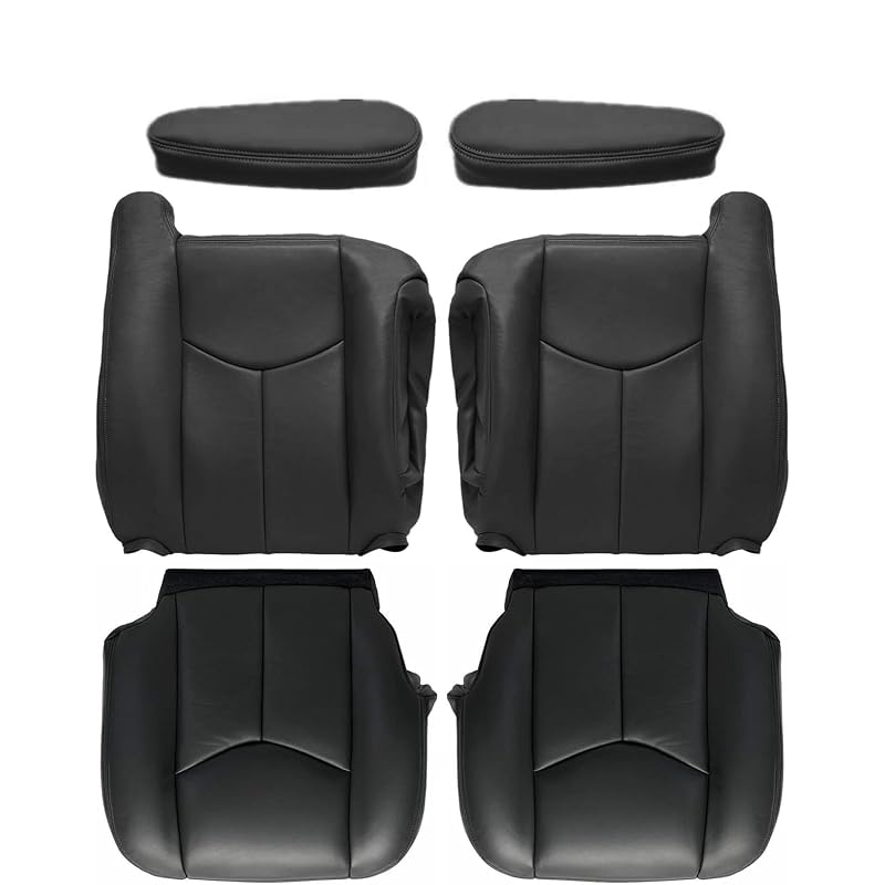 Kit de capas de banco dianteiro NLQR em couro de microfibra cinza-escuro, 6 peças, Chevrolet e GMC 2003–2006, 40/20/40, código #692/69i