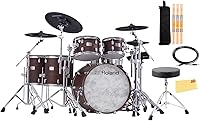 Roland VAD716 V-Drums Acoustic Design Electronic Drum Set - Satin Walnut w/ Throne, Sticks, Cable & More
